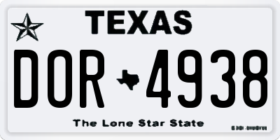 TX license plate DOR4938