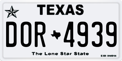 TX license plate DOR4939