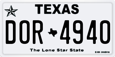 TX license plate DOR4940
