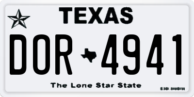 TX license plate DOR4941