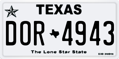 TX license plate DOR4943
