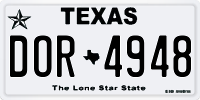 TX license plate DOR4948