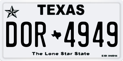 TX license plate DOR4949