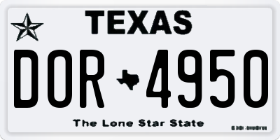 TX license plate DOR4950