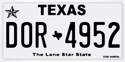 TX license plate DOR4952