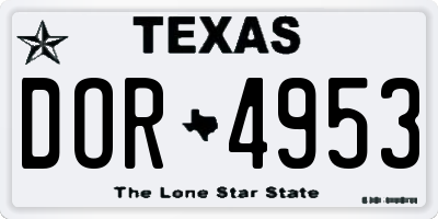 TX license plate DOR4953
