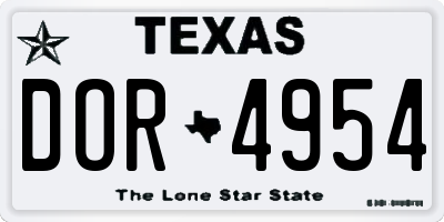 TX license plate DOR4954