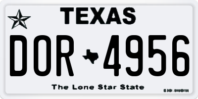 TX license plate DOR4956