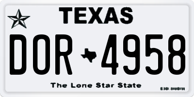 TX license plate DOR4958