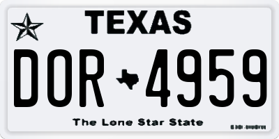 TX license plate DOR4959