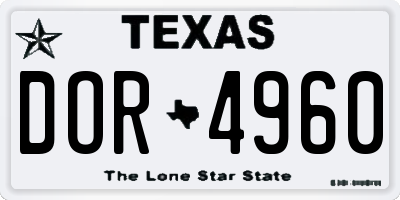 TX license plate DOR4960