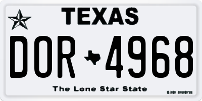 TX license plate DOR4968