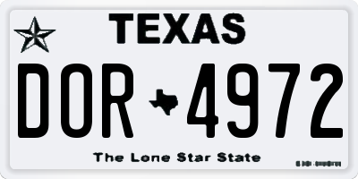 TX license plate DOR4972