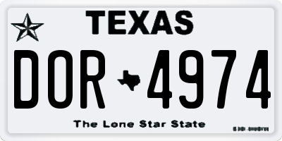 TX license plate DOR4974