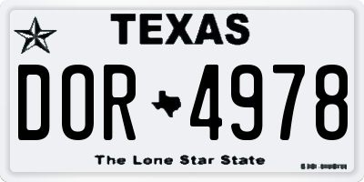 TX license plate DOR4978