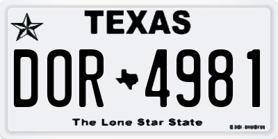 TX license plate DOR4981