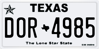 TX license plate DOR4985