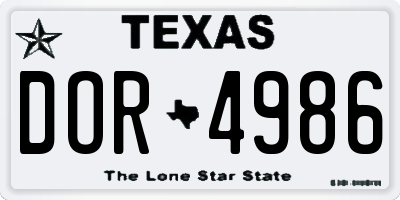 TX license plate DOR4986