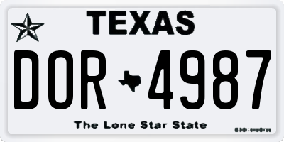 TX license plate DOR4987