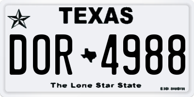 TX license plate DOR4988