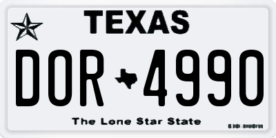 TX license plate DOR4990