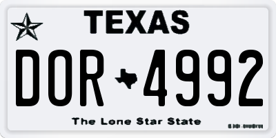 TX license plate DOR4992