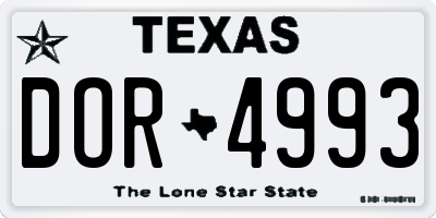 TX license plate DOR4993