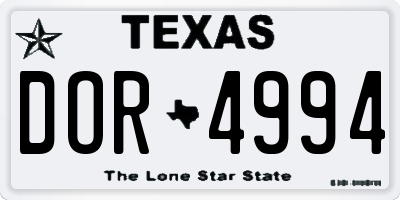 TX license plate DOR4994
