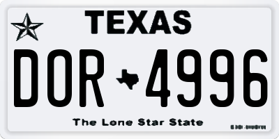 TX license plate DOR4996