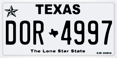 TX license plate DOR4997