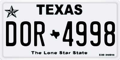 TX license plate DOR4998