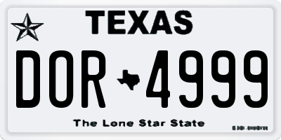 TX license plate DOR4999