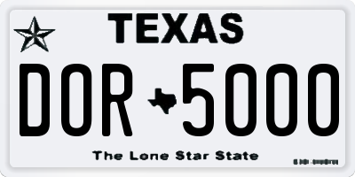 TX license plate DOR5000