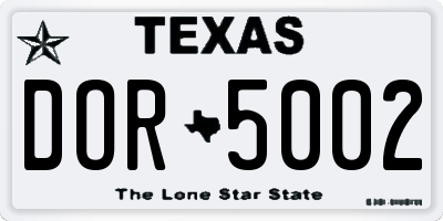 TX license plate DOR5002