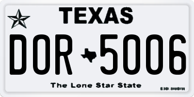 TX license plate DOR5006