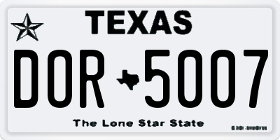 TX license plate DOR5007