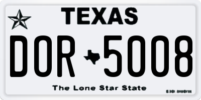 TX license plate DOR5008
