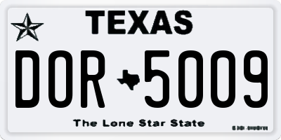 TX license plate DOR5009