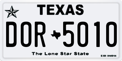 TX license plate DOR5010