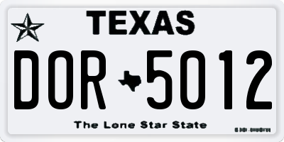 TX license plate DOR5012
