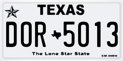 TX license plate DOR5013