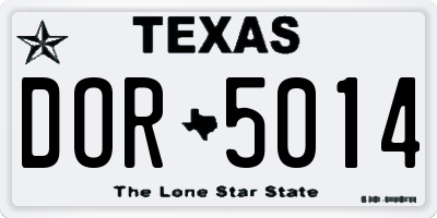 TX license plate DOR5014