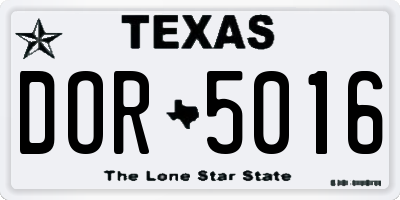 TX license plate DOR5016