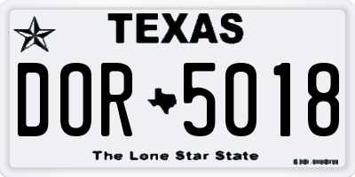TX license plate DOR5018