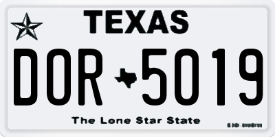 TX license plate DOR5019