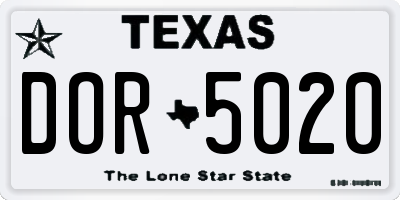 TX license plate DOR5020
