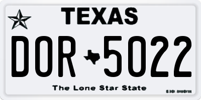 TX license plate DOR5022