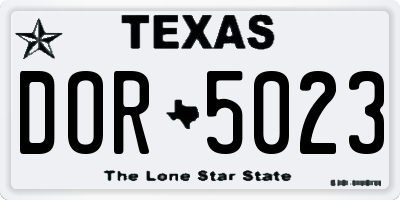 TX license plate DOR5023