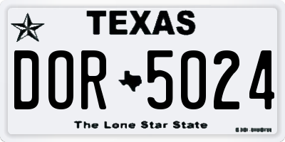 TX license plate DOR5024