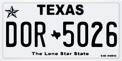 TX license plate DOR5026